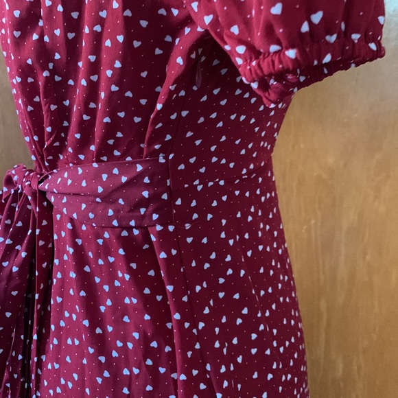 Shein burgundy white heart print dress L - Picture 7 of 14
